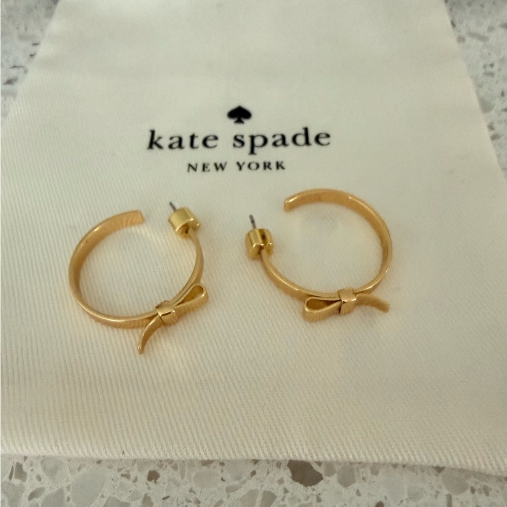 kate spade New York Gold Ribbon Bow Hoop Earrings